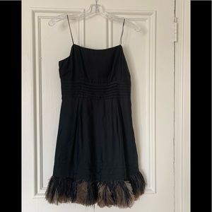 Juicy Couture Black Silk Feathered Cocktail Dress